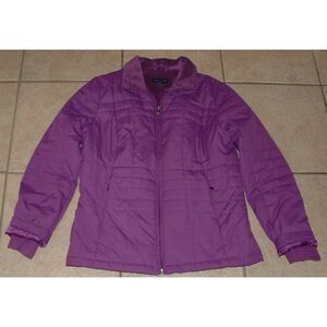 LANDS END Purple Sz Small (6-8) Full Zip Puffer Jacket Coat Front Zipped Pockets